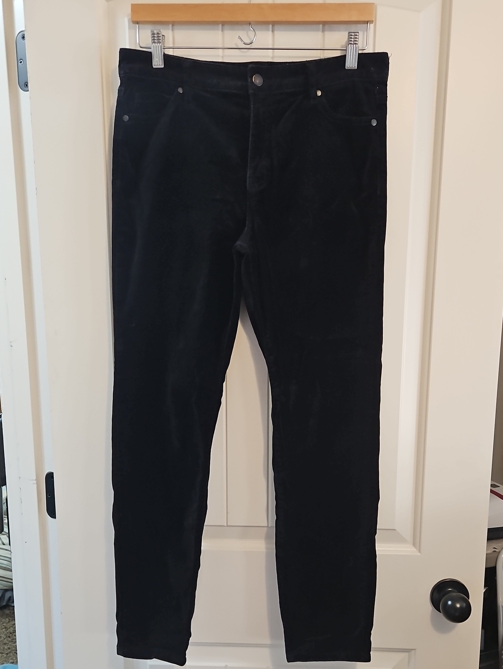 Well Worn Black Velvet Straight Leg Pants